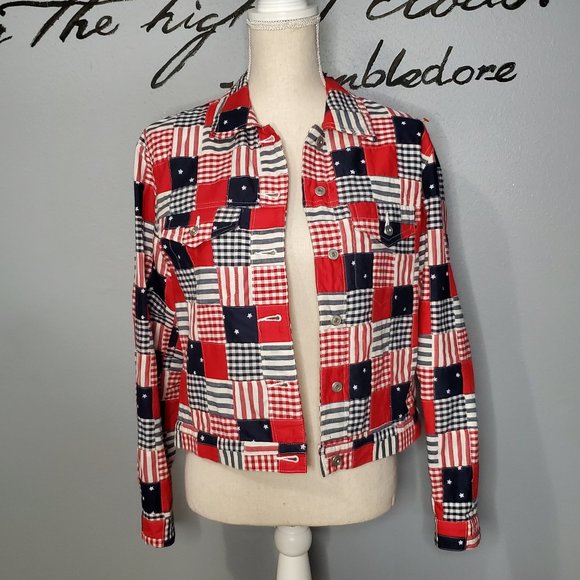 David Brooks Patchwork Red, White & Blue Jacket, S - Picture 1 of 4